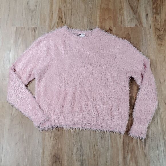 🔺️Divided H&M Light Pink Fuzzy Long Sleeve Sweater Small - Picture 1 of 10